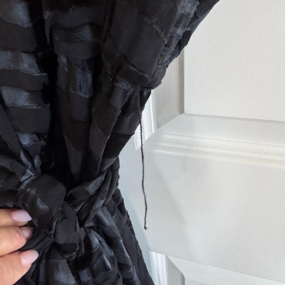 Alice + Olivia Black Essie Burnout Satin Mini faux Wrap Dress- Zebra - Picture 8 of 8